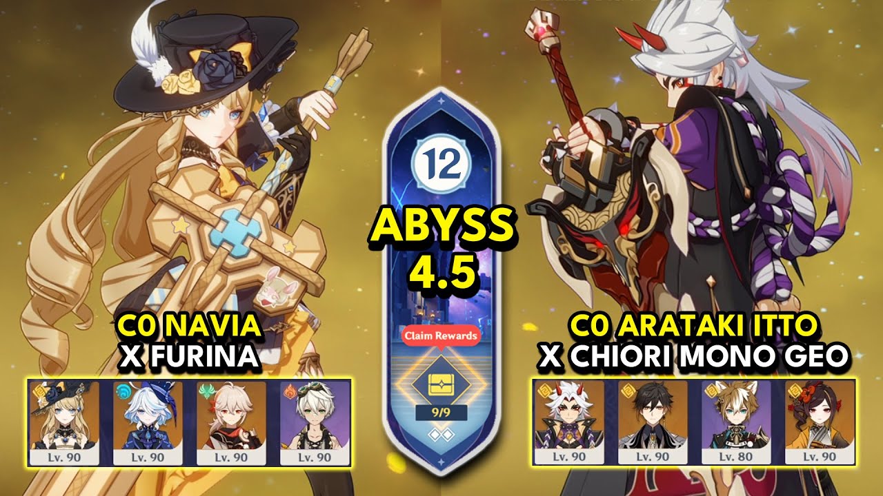 C0 Navia x Furina & C0 Itto x Chiori | Spiral Abyss 4.5 Floor 12 9 Stars | Genshin Impact 4.5