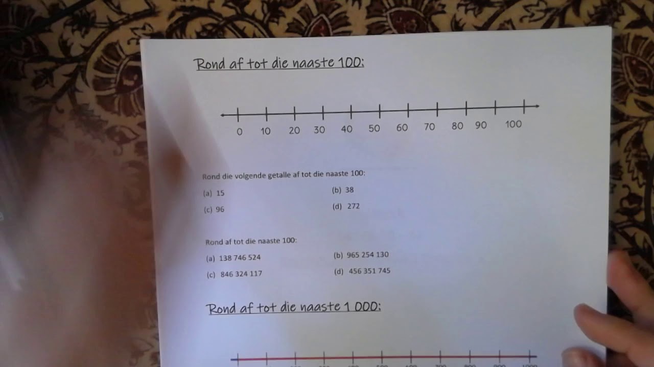 Wiskunde : Graad 6 : Week 2 : 2. Afronding tot 5, 10, 100 en 1 000