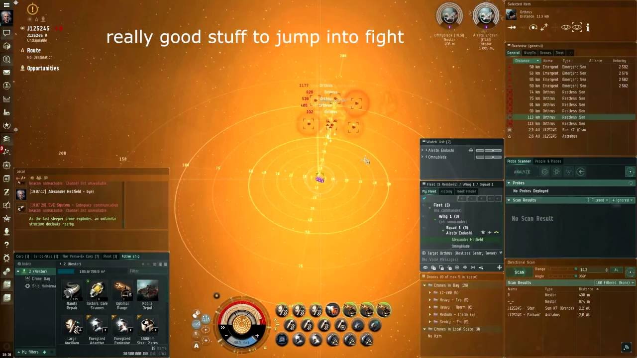 EVE Online - Running C5 wormhole with three Nestors