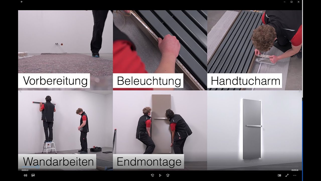 BEMM Design-Badheizkörper Montage Plawa Softline LED HTH
