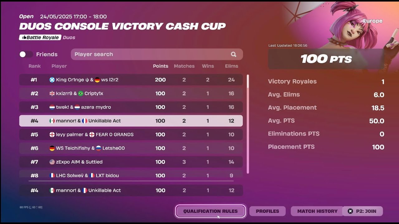 How we qualed duo console victory cup and earnt $100 (4K 120FPS)