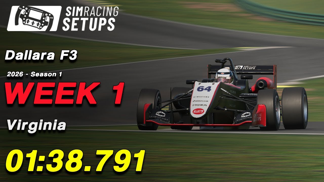 IRacing - Dallara F3 - Hotlap Virginia 01:38.791 + SETUP (2026S1 W1)