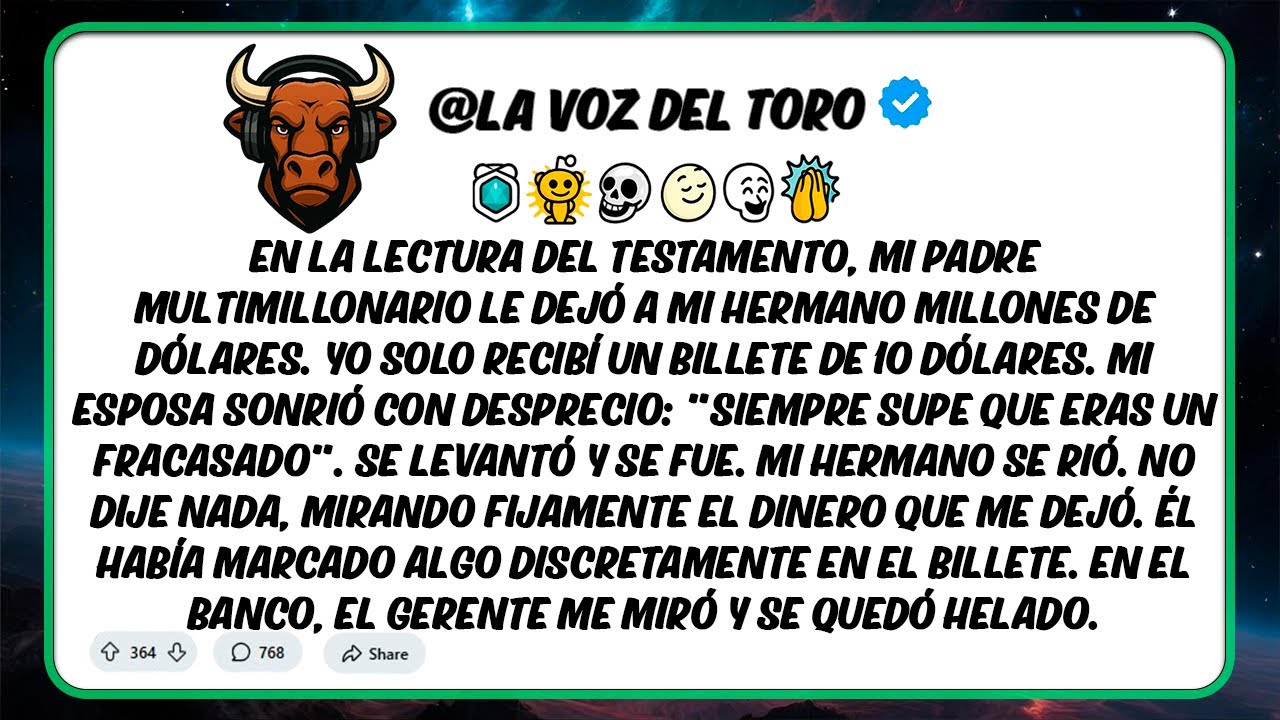 En la lectura del testamento, mi padre multimillonario le dejó a mi hermano millones de dólares.
