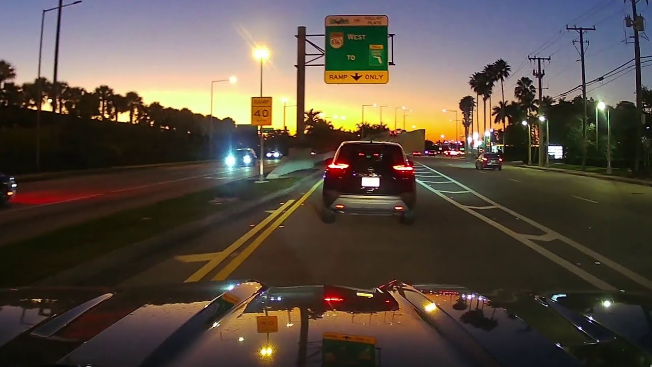Driving on Highway 836 westbound on a beautiful night in Miami.