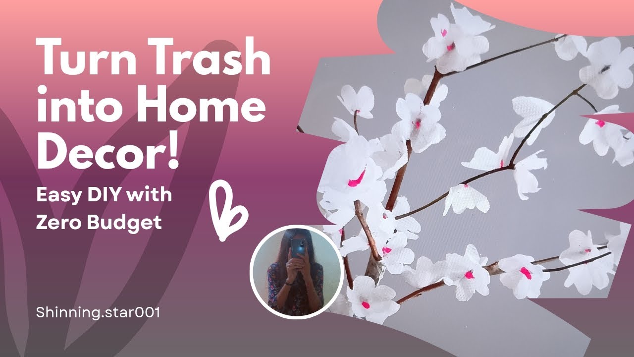 DIY tissue flower tree🌷🤍#flower#diy#simple#white#tree#showpiece#asthetic#beautiful#trending#handmade