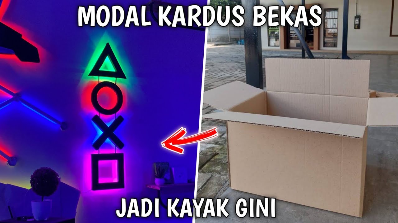 Diy dekorasi LAMPU DINDING icon playtation dari KARDUS BEKAS || LAMPU KAMAR GAMING