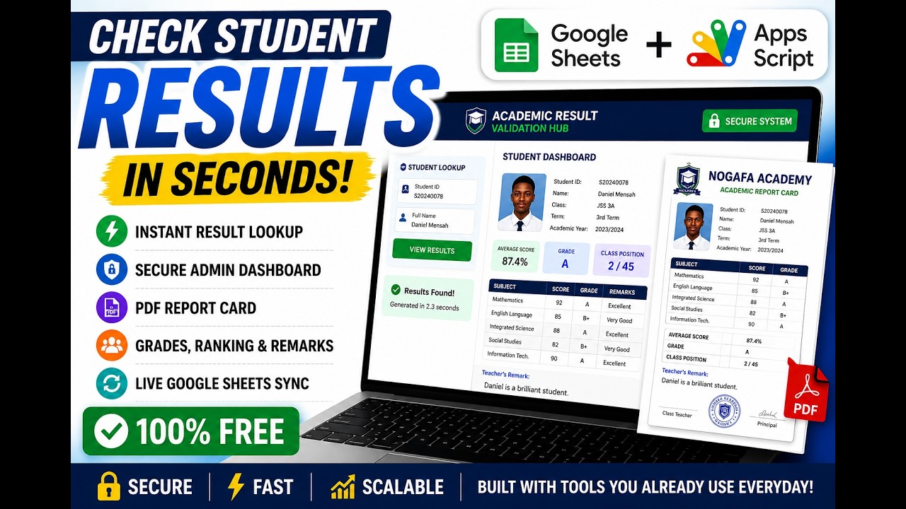 Google Sheets School Result Portal with PDF Download & Admin Dashboard!