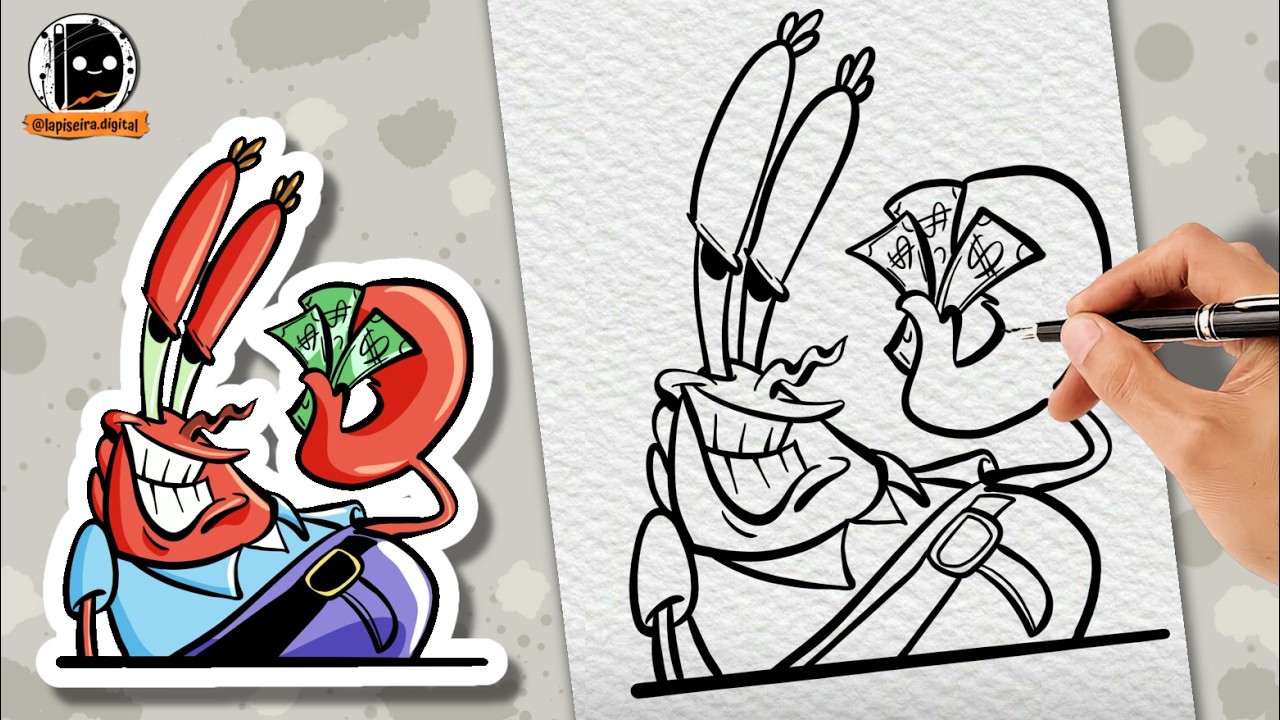 Como desenhar sirigueijo do bob esponja passo a passo