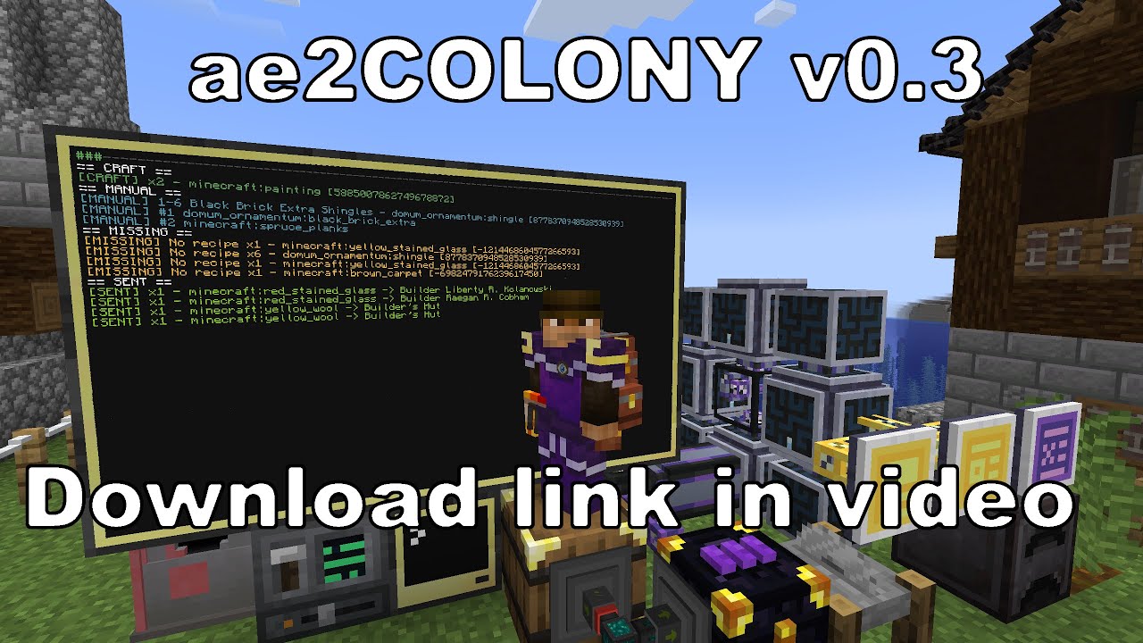 Setup and Quirks - Using the ae2Colony v0.3 Script to Connect AE2 Autocrafting with Minecolonies