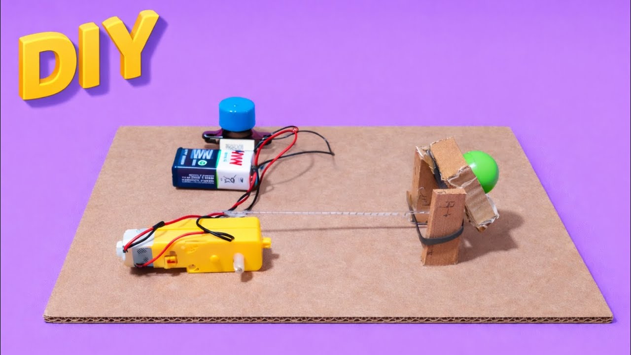 DIY Motor Powered Launcher Project | Simple Science Model Using DC Motor and Battery
