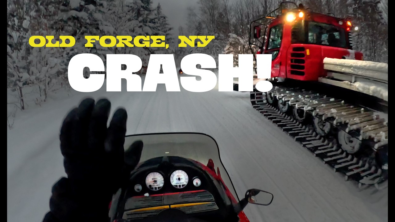 Snowmobiling in Old Forge - CRASH!