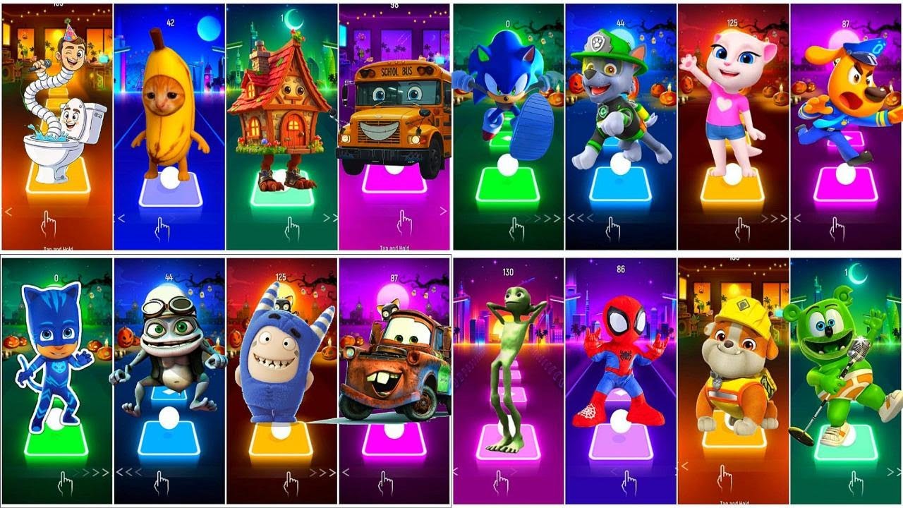 BUS EATER 🆚 EXTRA SLIDE 🆚 SKIBIDI TOILET 🆚 HOUSE HEAD 🆚 ODDBODS | Tiles Hop EDM Rush!