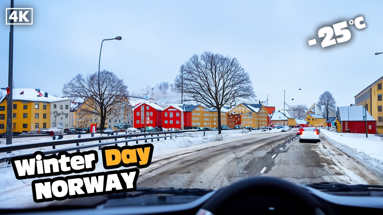 Driving in Snow Covered Norway - Oslo 4K