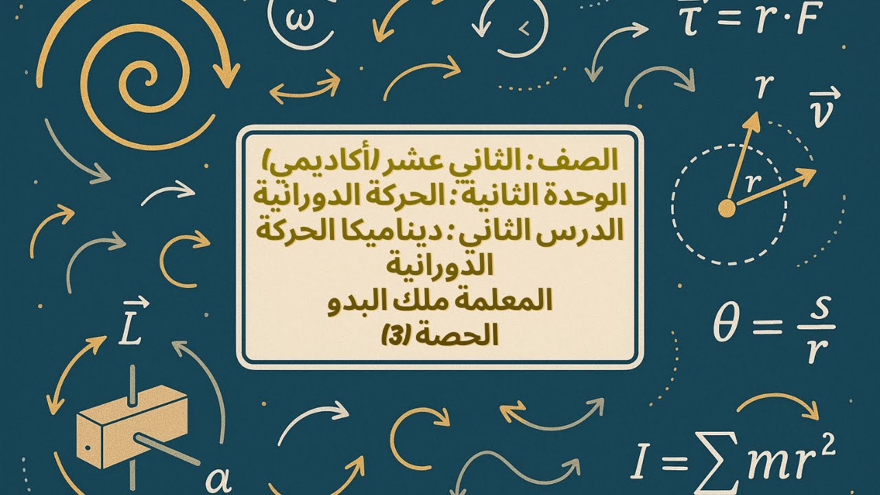 ديناميكا الحركة الدورانية (الحصة الثالثة)