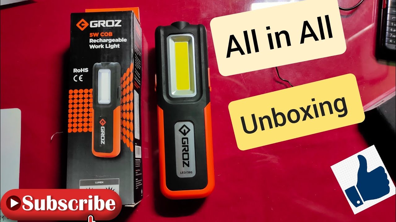 #GROZLED#Minirechargablelight  Groz LED/395 COB 5W Rechargeable Work Light/Emergency Light unboxing