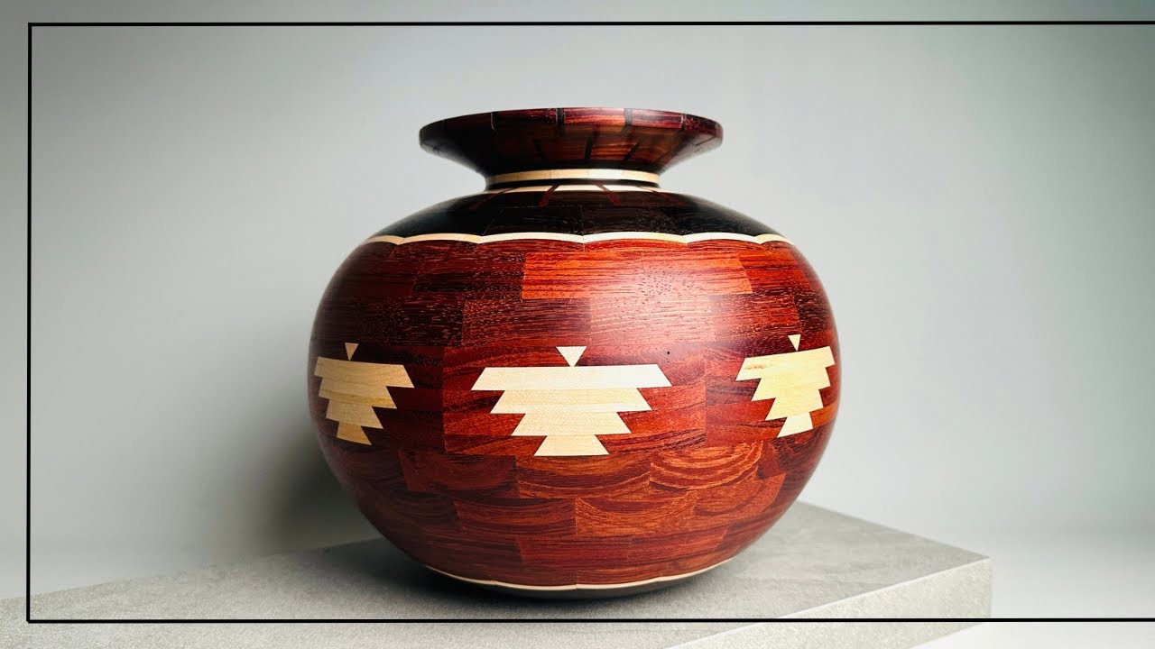 Segmented Vase With Bat Motif, woodturning