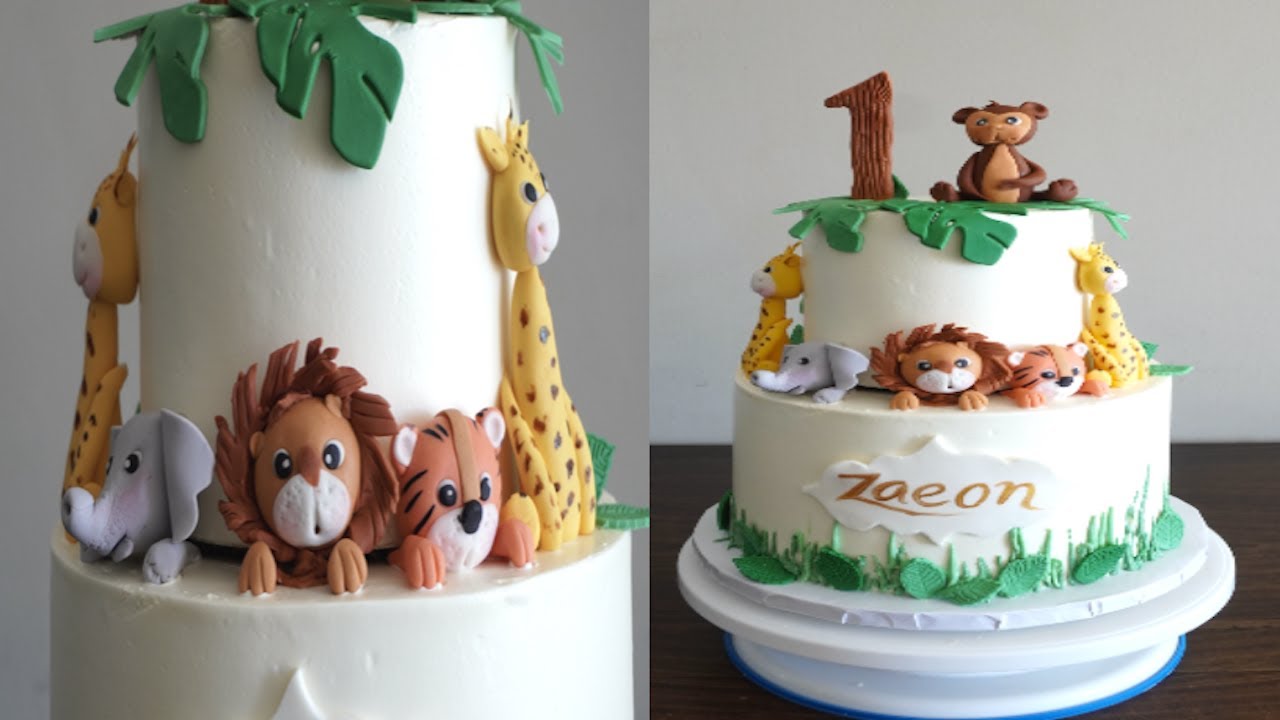 Cake Decoration| Birthday Cake Design Idea For Beginners To Make At Home| Jungle Theme Cake