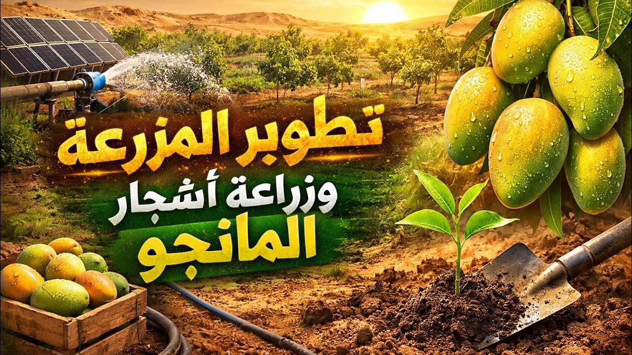 3 - رحلة تطوير المزرعة - زراعة اشجار المانجو - تنظيف حوض تخزين المياه وعزله - ري المزرعة