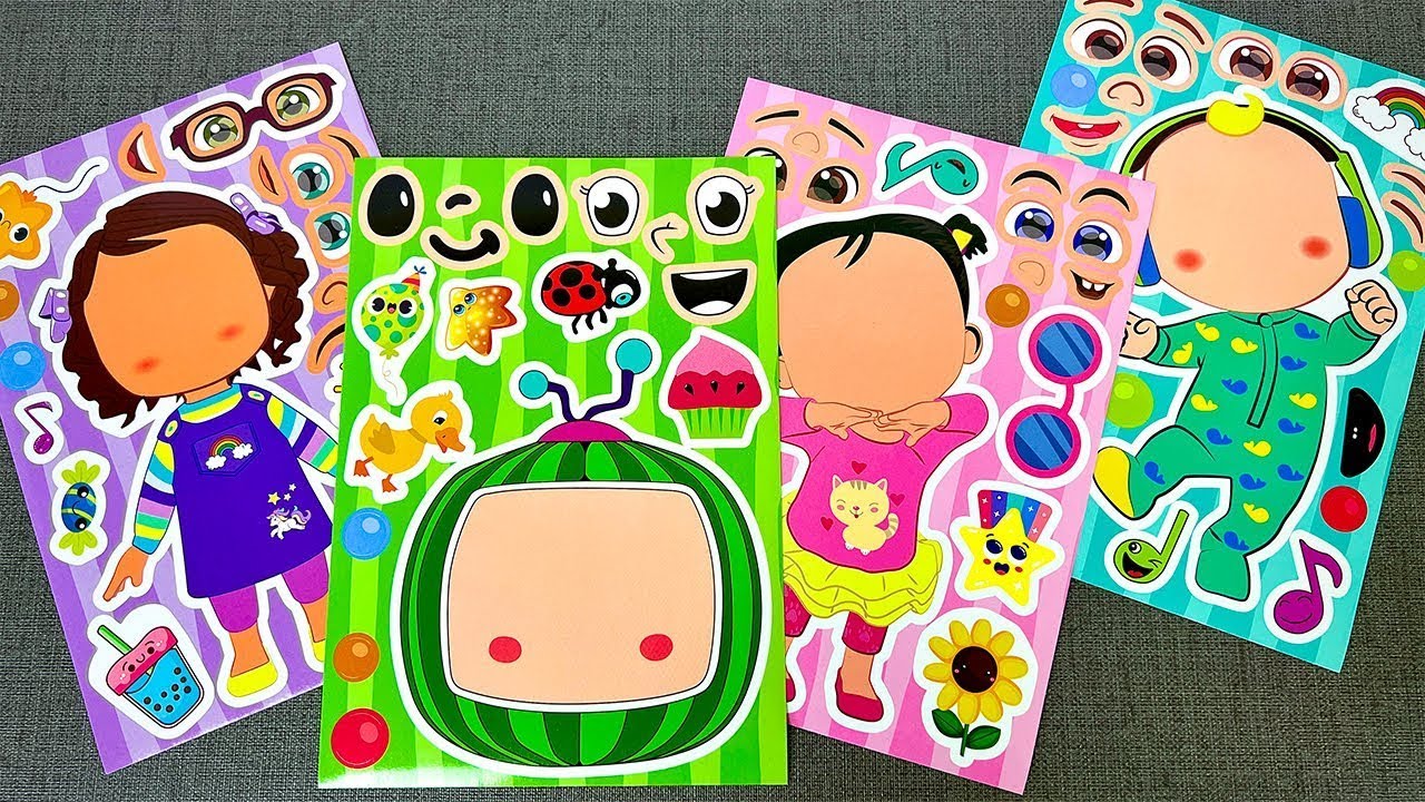 [✨paper diy✨] COCOMELON Sticker Book | Family & School with JJ, YoYo, TomTom