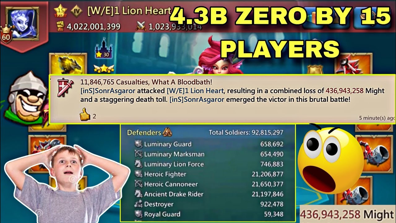 Lords Mobile - 4.3 BILLION PLAYER Zeroed by 15 PLAYERS INSANE BATTLE 🔥 #lordsmobile 