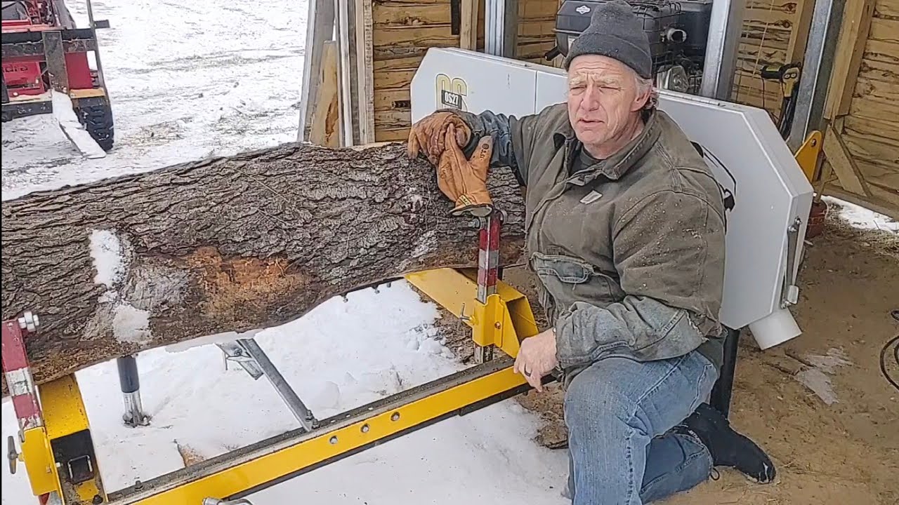 Log Stop Modification and Cutting a Cherry on the Frontier OS27 Sawmill