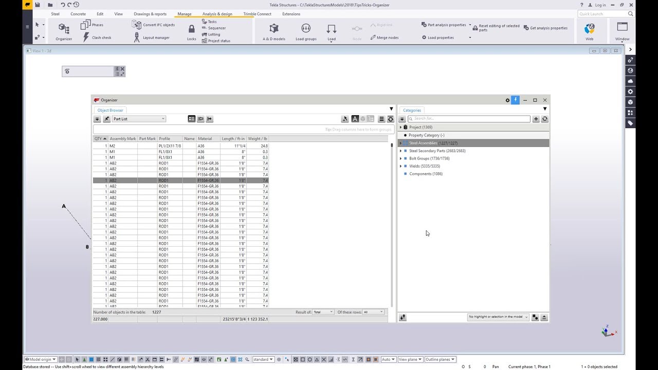 Introduction to the Tekla Structures Organizer - Part 1
