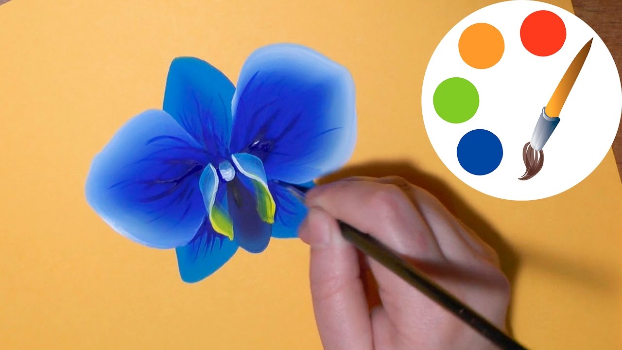 How to paint The Blue Orchid, paint a flower, irishkalia