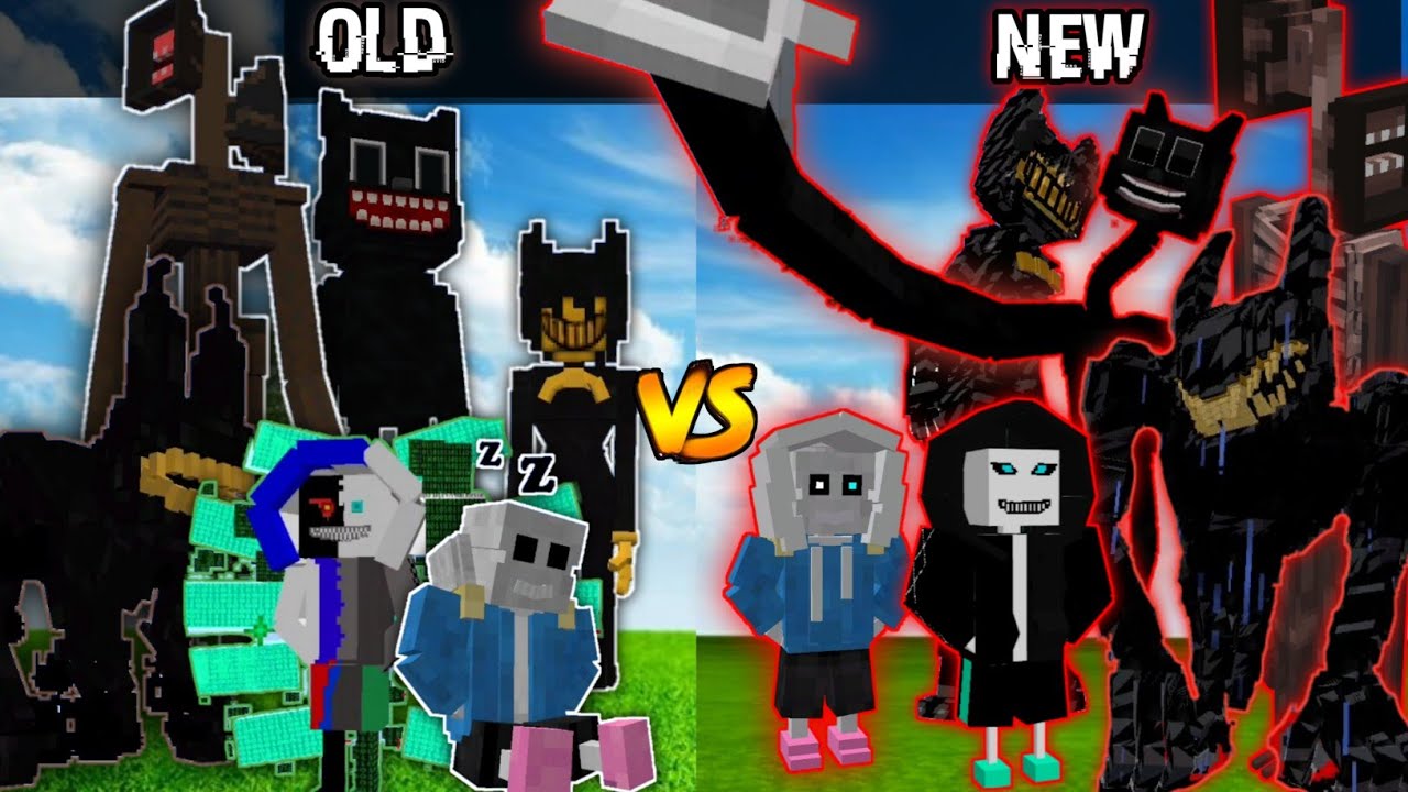 Old vs new! Cartoon cat v1 vs Cartoon cat v3, Beast Bendy, Sirenhead v3, Sans v3.3, Xans v4...