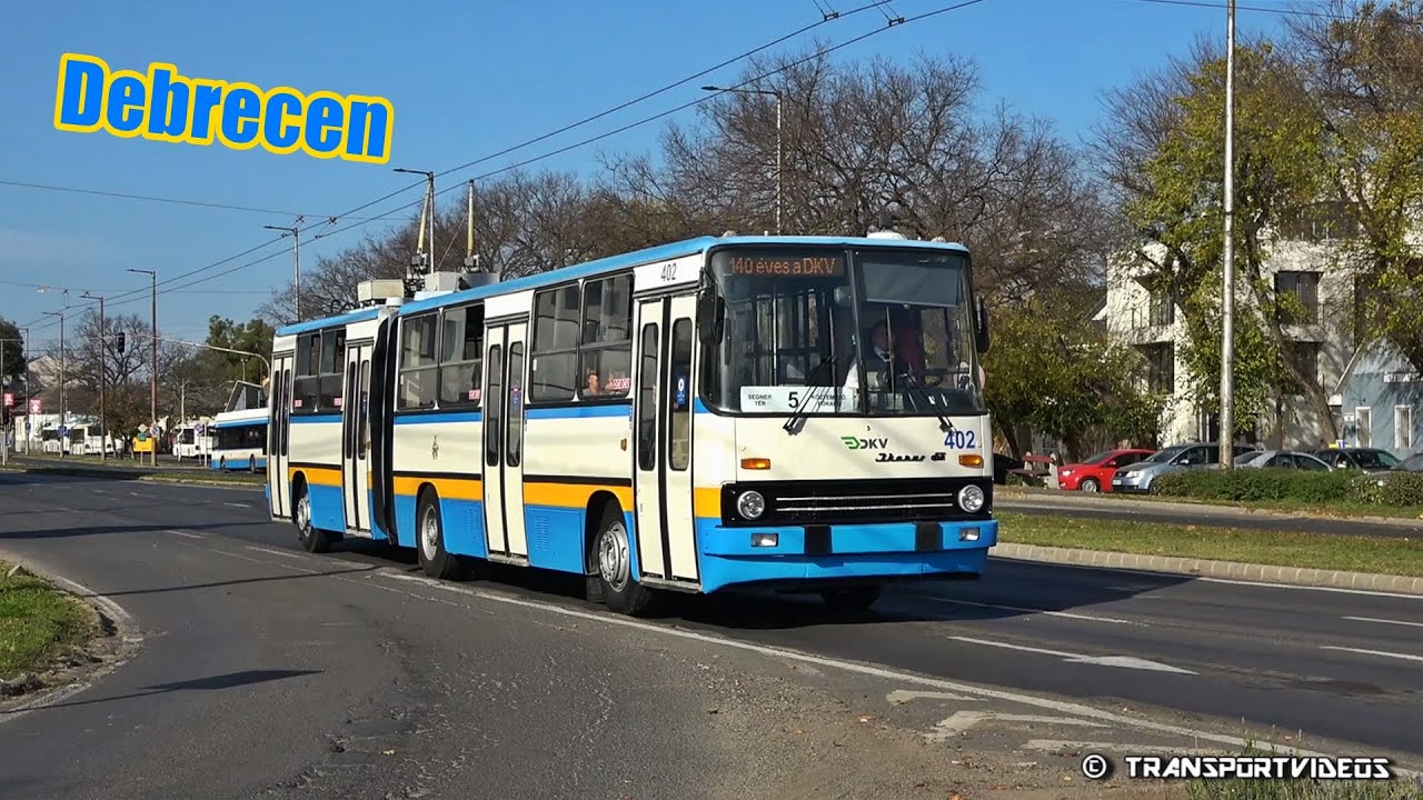 2024.10.27. - A 402-es pályaszámú trolibusz (Ikarus 280T) a 3-as, 4-es és 5-ös vonalon Debrecenben