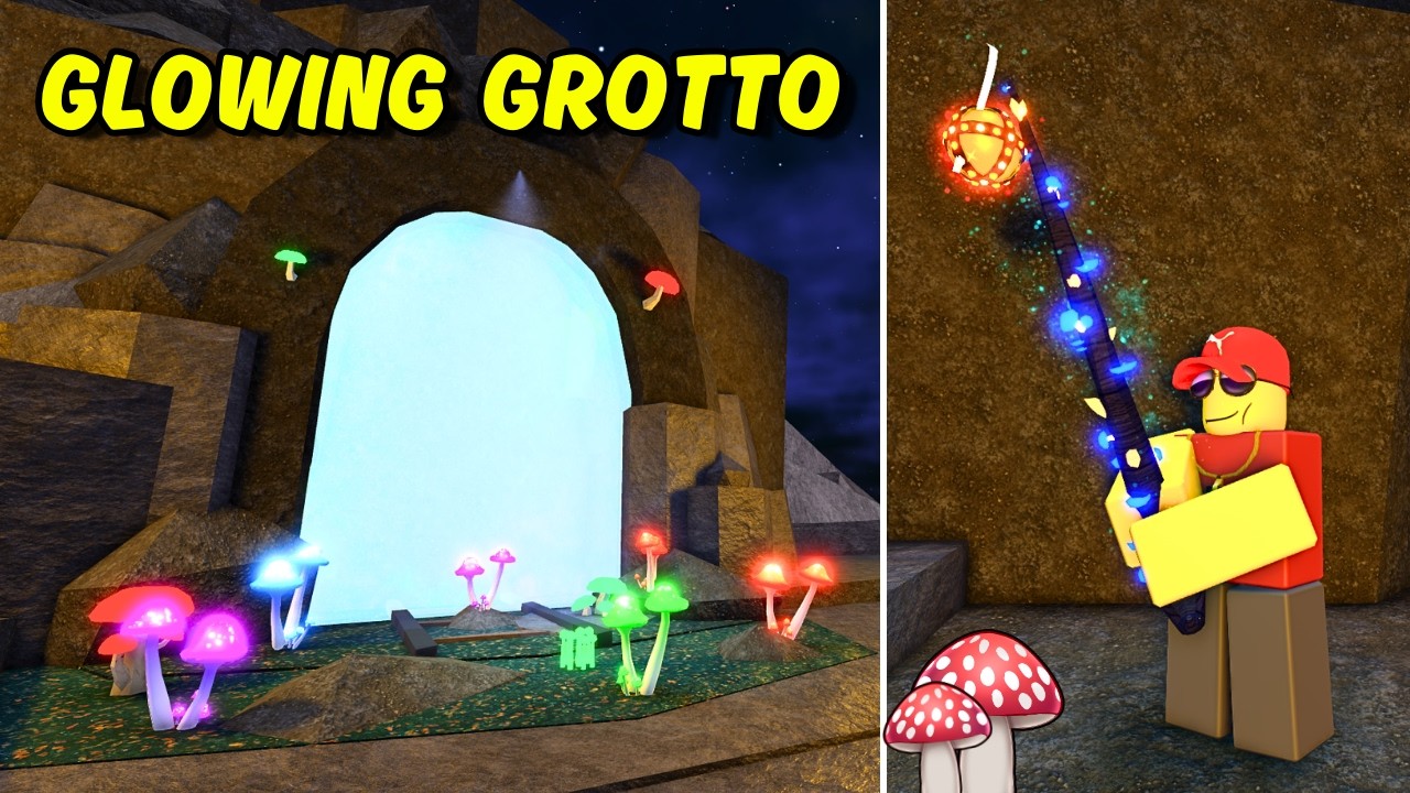 Как получить грибной жезл в Светящемся гроте в игре Star Fishing Roblox!