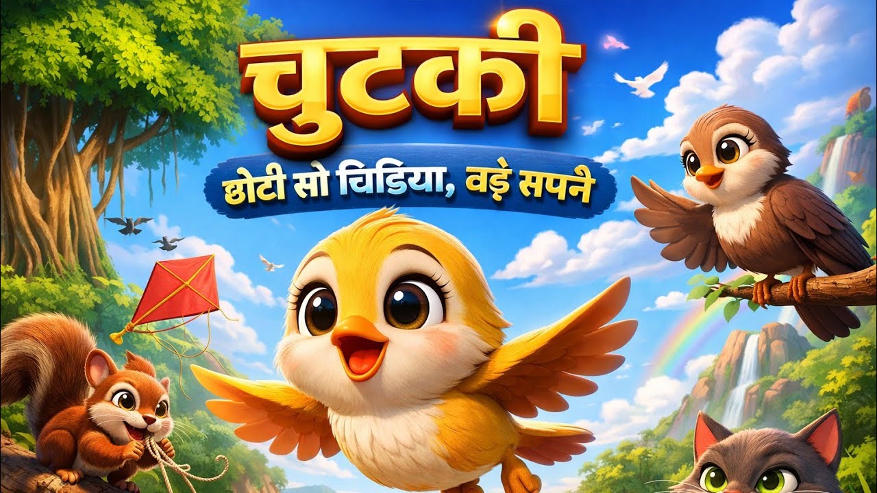 चुटकी 🐦 छोटी सी चिड़िया, बड़े सपने | Full 3D Animated Hindi Moral Story for Kids 🌈✨