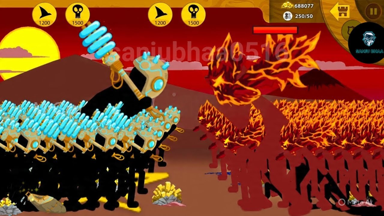 WAR OF GIANT, ARMY VOLTAIC GIANT VS RED ARMY LAVA GIANT | Stick War Legacy Mod | Sanju Bhaa