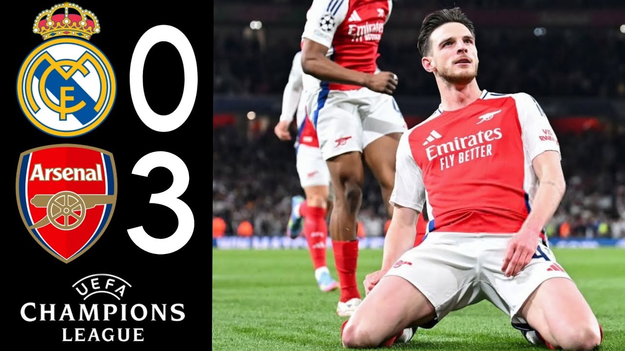Declan Rice Goal 🤯 Real Madrid vs Arsenal 0-3 | Highlights & Goals | Champions League 2025
