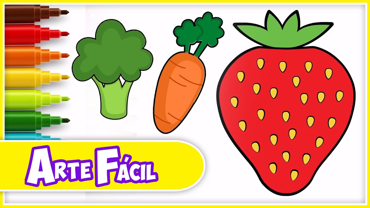 NOVO! VAMOS DESENHAR E PINTAR FRUTAS E LEGUMES |  @Arte F&aacute;cil Aprenda a Desenhar - Chiki Art Brasil