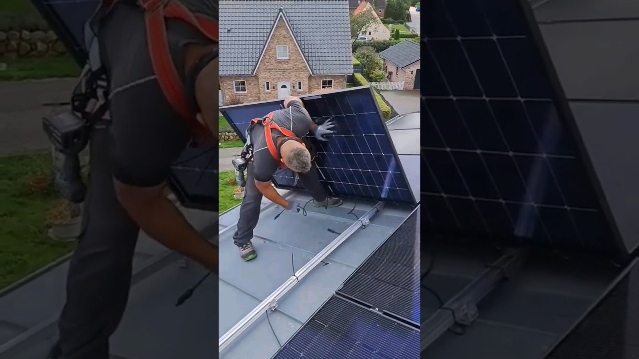 #Solar Installation on a Roof ☀️💪 - Subscribe for more!