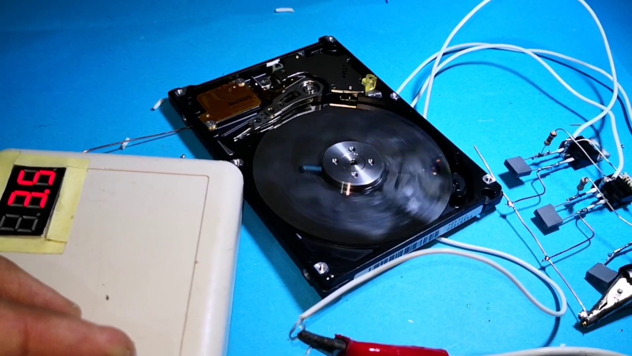 FIRÇASIZ HDD ( HARDDİSK ) MOTORU MOSFET İLE ÇALIŞTIRMA -Mosfet Run The Brushless HDD Motor (irfz44n)