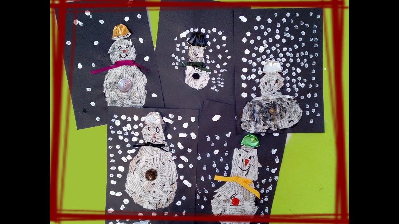 Activit&eacute; enfant pas ch&egrave;re : bonhomme de neige en papier journal