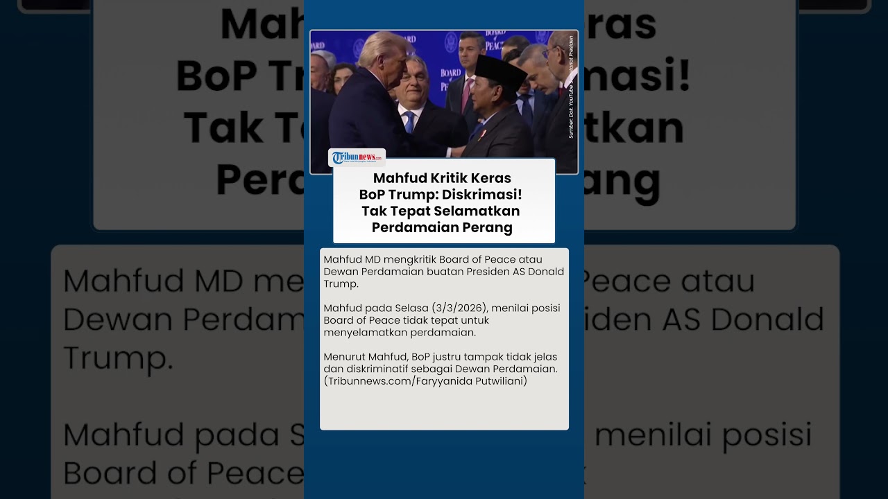 Mahfud MB Blak-blakan Akui BoP Gak Jelas Cenderung Diskriminatif: Tak Tepat Selamatkan Perdamaian