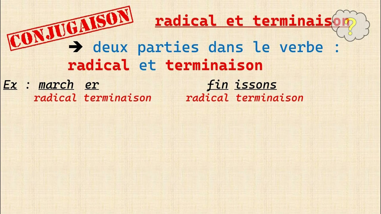 Que sont le radical et la terminaison
