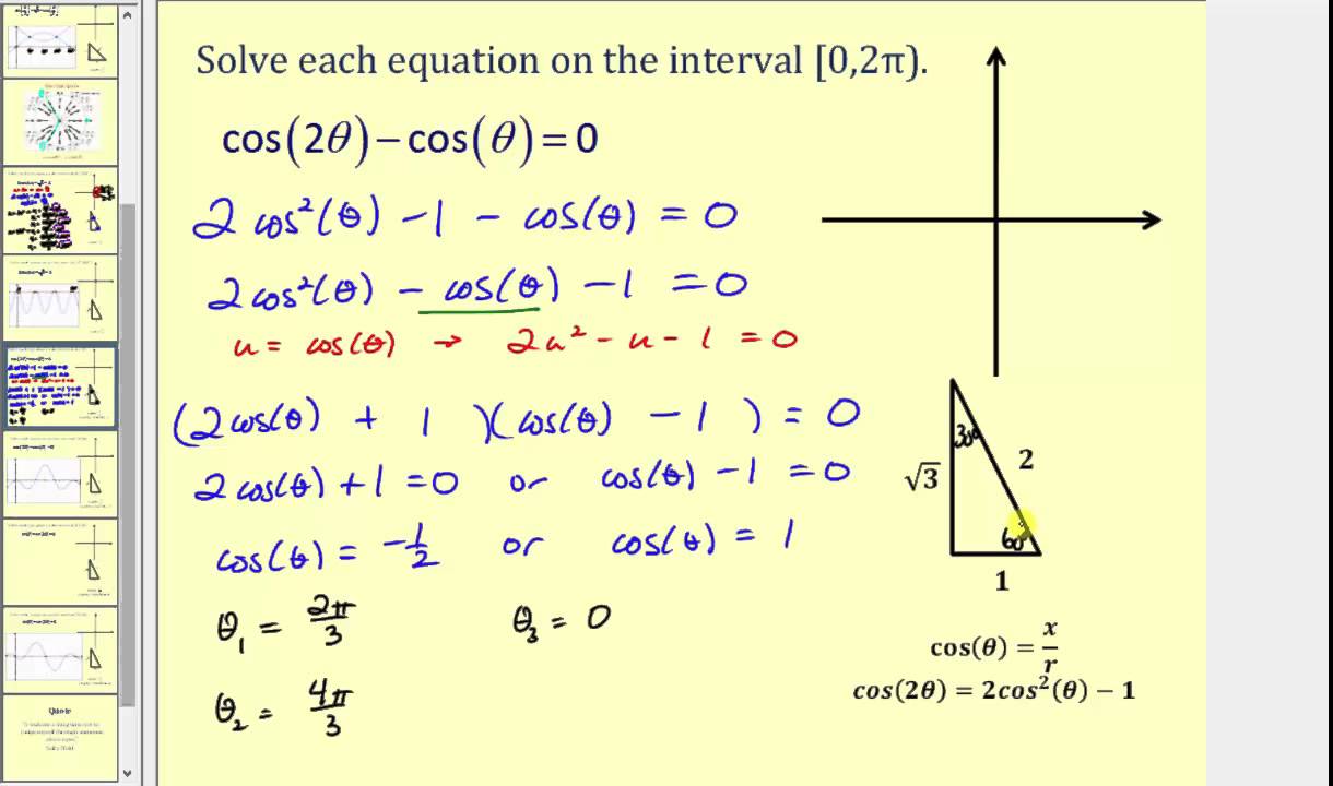 Solving Trigonometric Equations Using Identities and Substitution