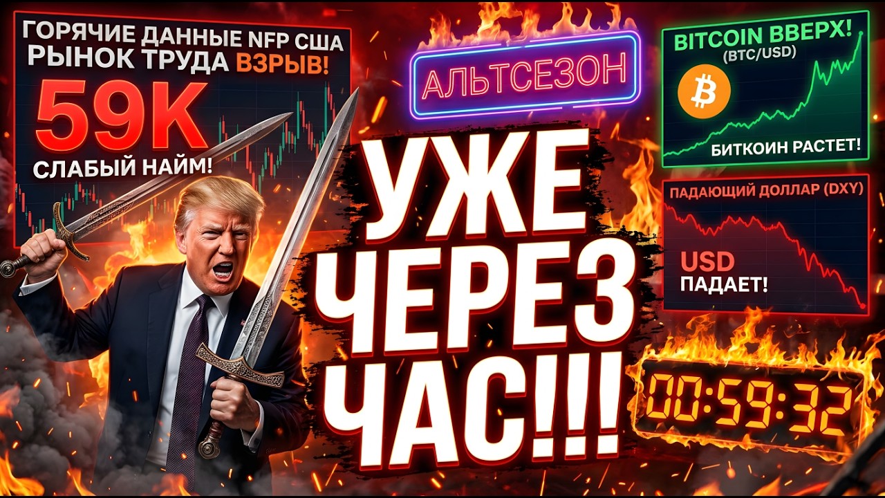 УЖЕ ЧЕРЕЗ ЧАС! Рынок труда США и возможно Трамп: Почему альтсезон так слаб? (Набор данных)