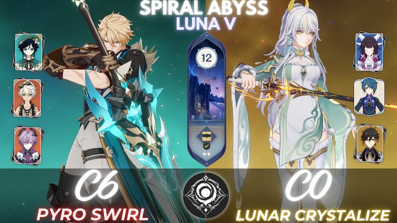 SPIRAL ABYSS FLOOR 12 LUNA V - VARKA C6 & ZIBAI C0 - GENSHIN IMPACT