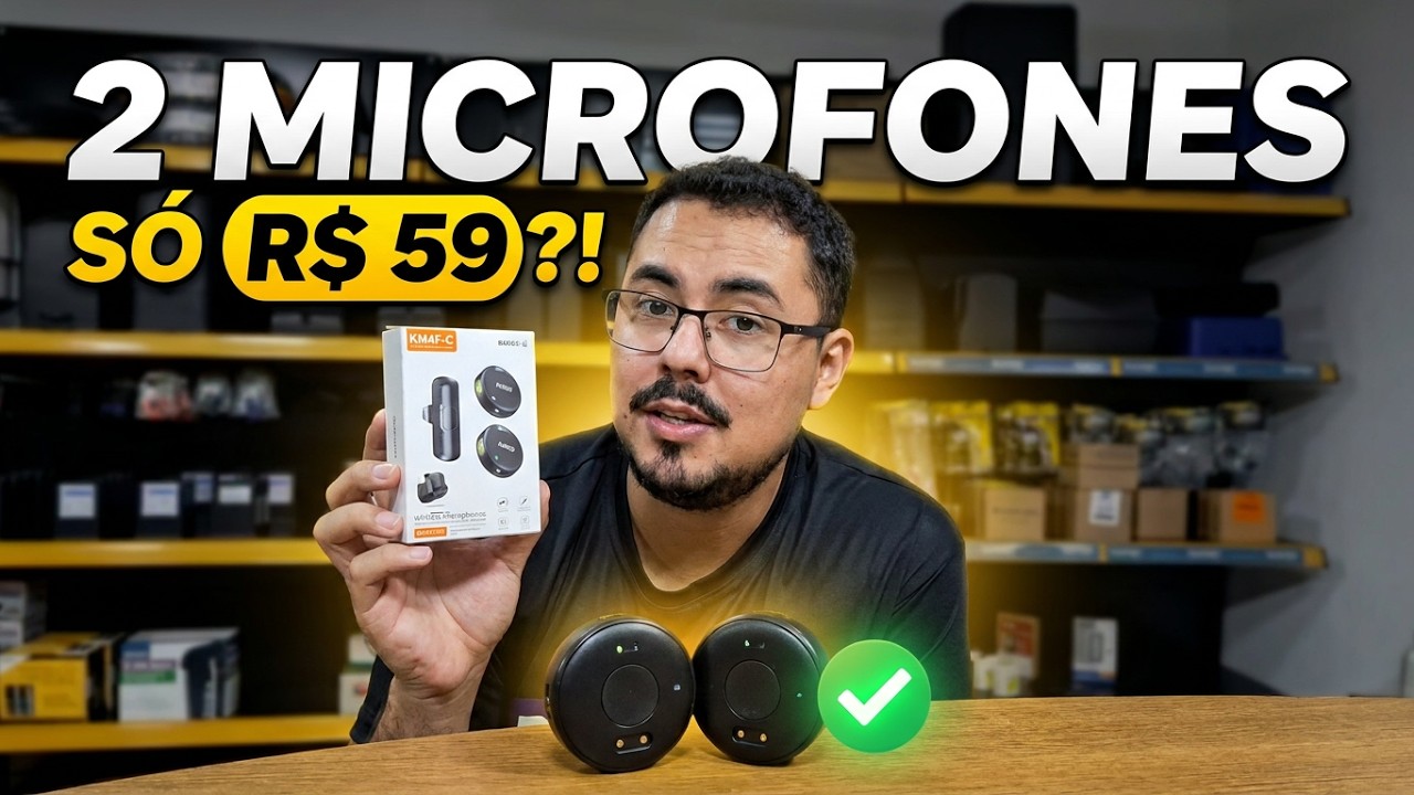 DOIS MICROFONES SEM FIO por R$59?! 🤯 Concorrente do HOLLYLAND! KM4F-C Vale a Pena?