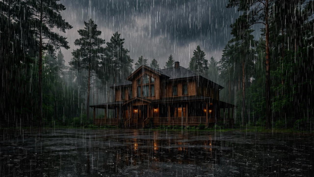 Fall Asleep with Heavy Rain Sounds | Cozy Cabin Night for Deep Sleep, Relaxation & Stress Relief