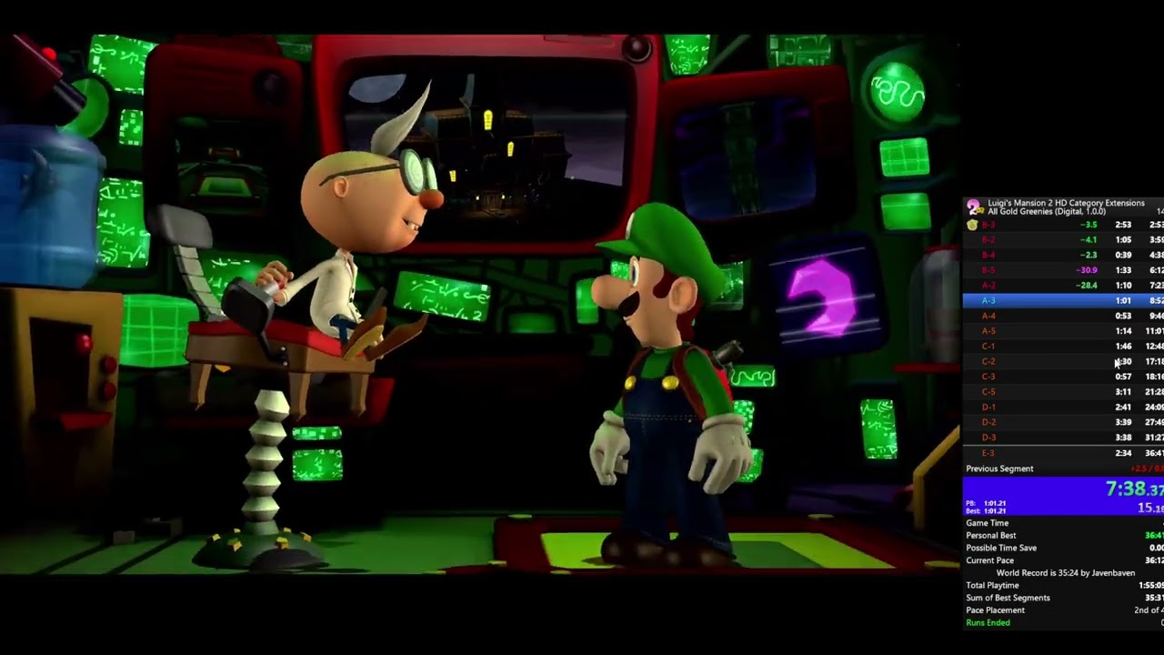Luigi's Mansion 2HD Speedrun: All Gold Greenies WR (35:20)