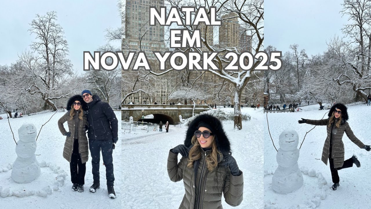 Natal em New York - 2025 | Parte 3: Neve no Central Park, chocolate quente, compras e bar de natal