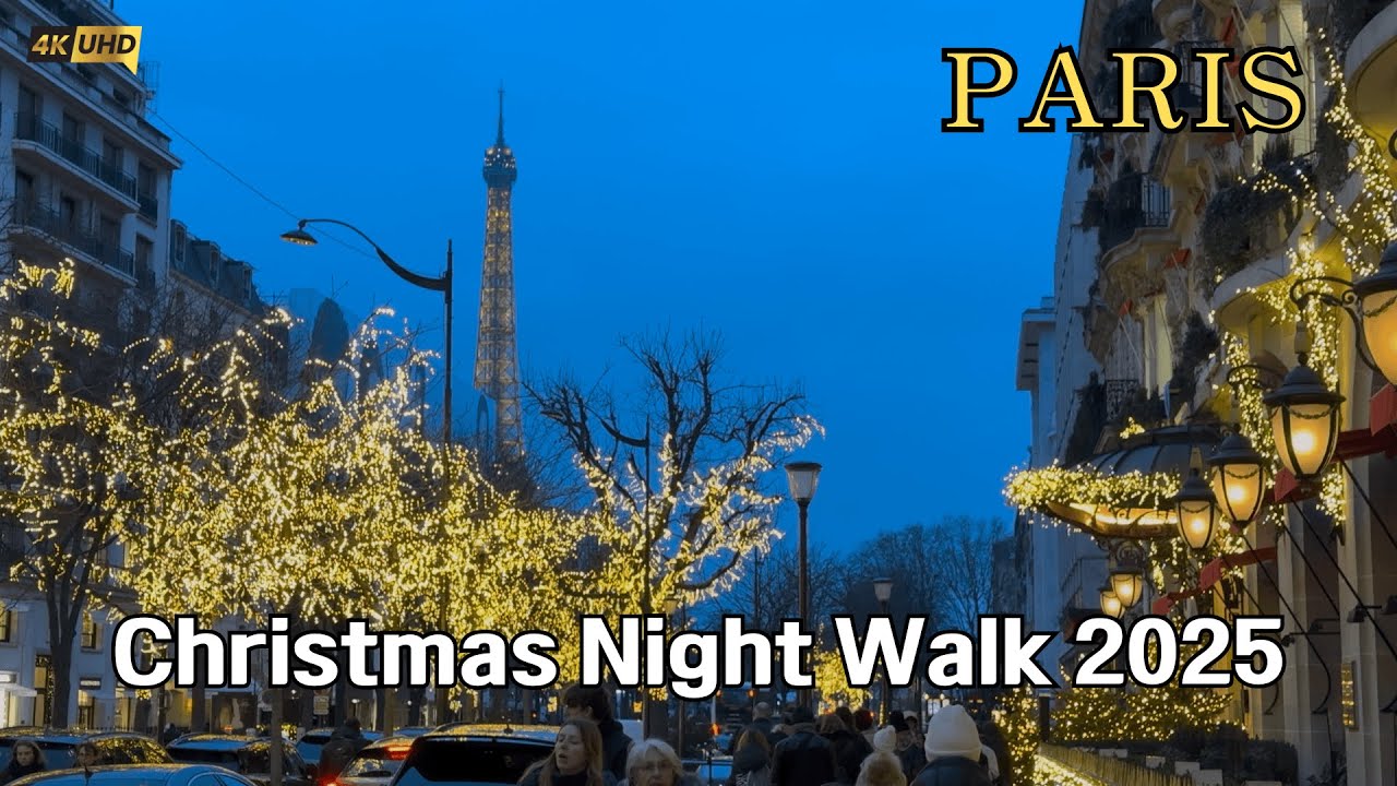 🇫🇷 Paris Christmas Lights Night Walk 2025 🎄 | Montaigne, Champs-Élysées & Printemps🌟 | No Music (4K)