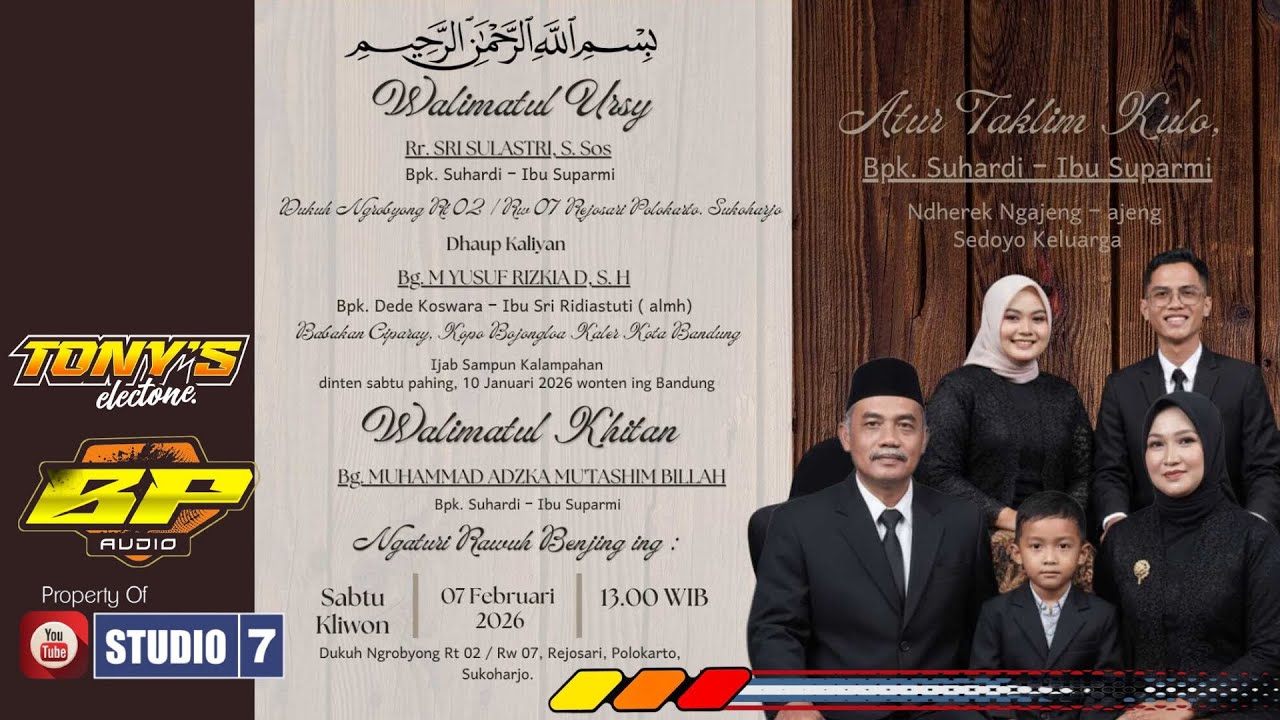 🌏Wedding Sri & Yusuf //  TONY`S Electone ‼️ Bella Putra Audio // Ngrobyong,7 Feb 2026