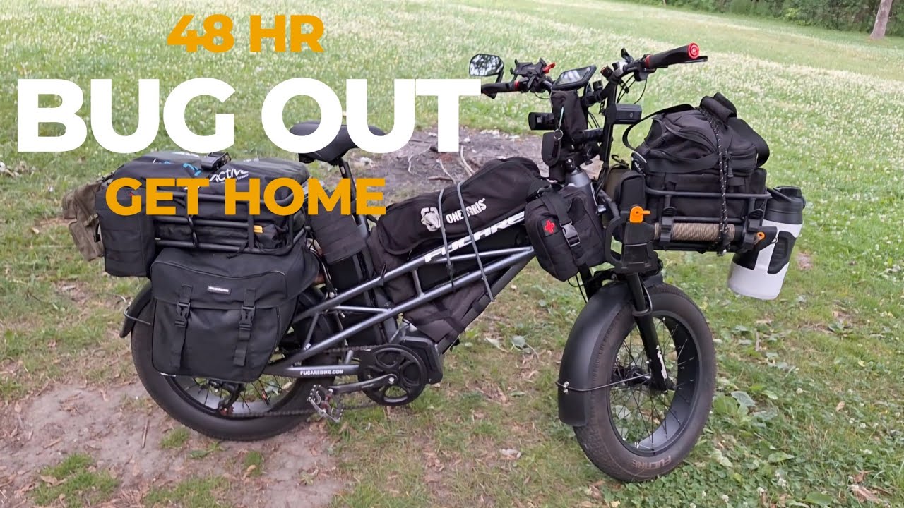 Bugout/get home Fucare e-bike set-up (48/72hr),  remote charging options!...bonus - camp egg omelet