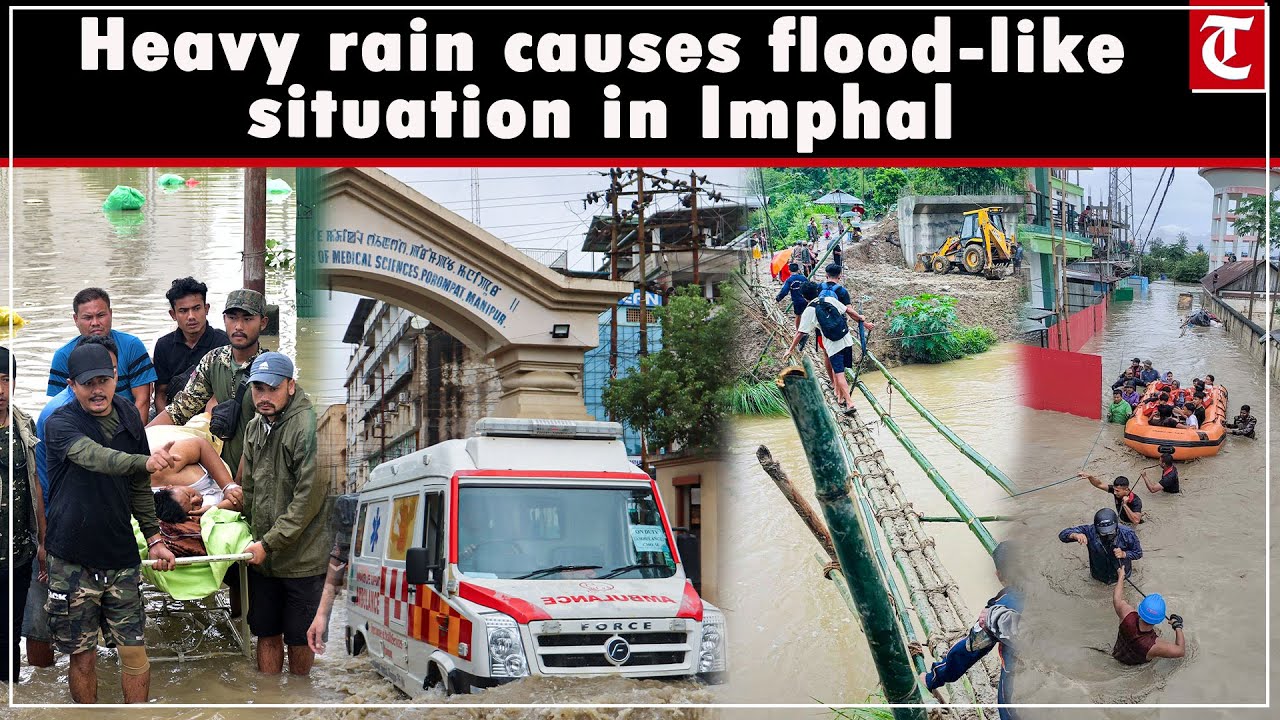 The continuous rain in Imphal has caused knee-deep waterlogging and flood-like conditions
